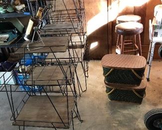 stacking vintage display shelving picnic baskets