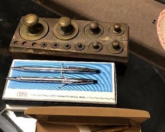 cross pen sets and antique brass collaborating weights