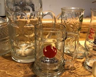 vintage beer mugs.  1982 worlds far