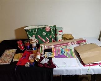 Assortment of Christmas Gift Wrapping Items
