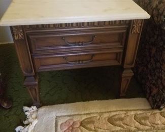 Vintage Side Table with Marbled Top
