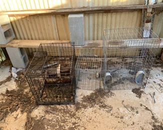 One Dog Crate and Two Cages