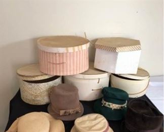 Assortment of Ladies Hats with Hatboxes