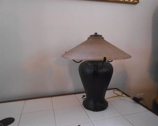 Art Deco styled lamp with glass shade