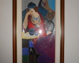 This Tarkay measures 16.25"x37" with frame measures 28"x50"