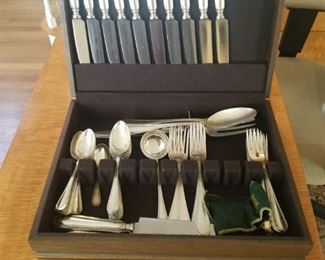 Buccellati Sterling Silver Flatware set. Service for ten. Parma pattern. Plus serving pieces. 