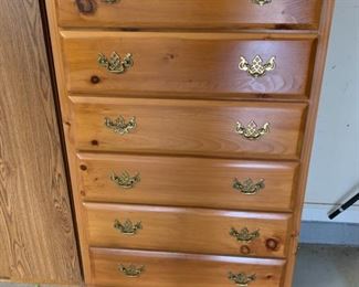 #60	Pine chest of drawers with 6 drawers 31"x17"x48"	 $50.00 
