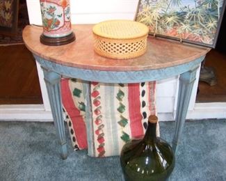 Hand painted demi-lune table
