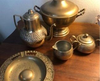 Brass Tea Set and Serving Bowl https://ctbids.com/#!/description/share/315867