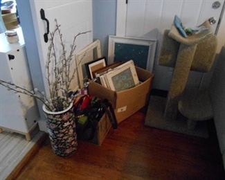 picture frames, cat condo etc., floor vase