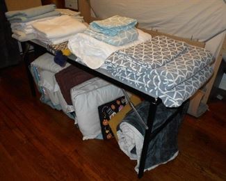 bed linens, pillows, etc.