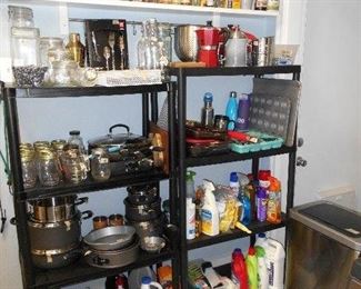 spices, canning jars, pots and pans, baking sheets, etc.