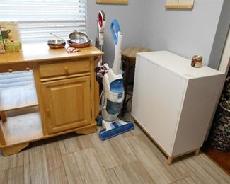 portable kitchen island, cabinet, Shark vacuum, Hoover floor mate