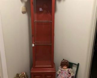 Curio cabinet & collectible dolls
