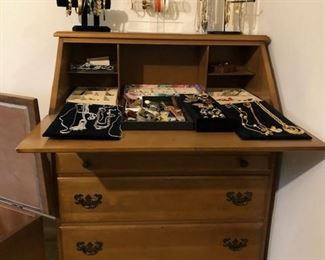 Drop-front desk & jewelry