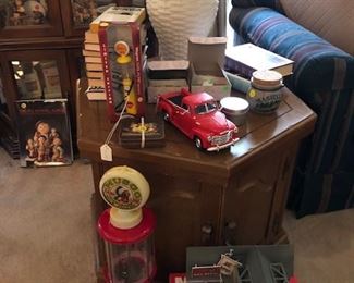 Collector cars, end table, lamp, etc.