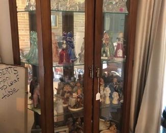 Curio cabinet & collector items (Hummel , Fenton, Norman Rockwell, etc.)