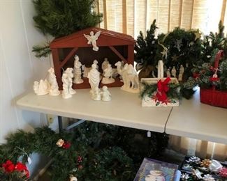 Nativity set, Christmas decor, etc.