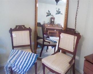 glad framed tall mirror, East Lake upholstered chairs