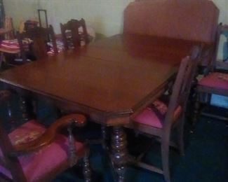 Dining room set 1930's.  This wood is beautiful