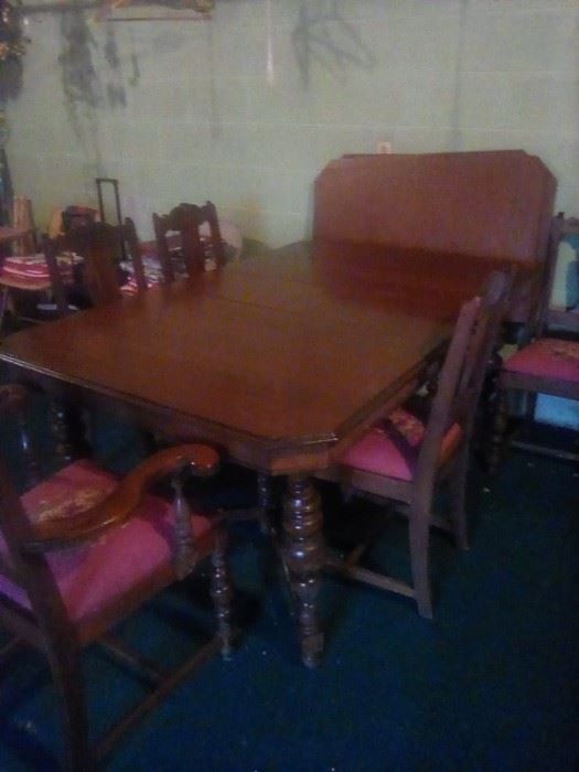 Dining room set 1930's.  This wood is beautiful