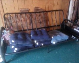 futon metal frame, cushions