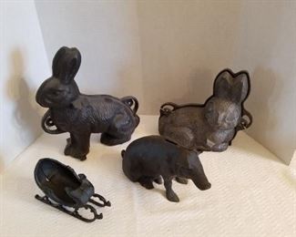 Cast iron rabbit molds, bank