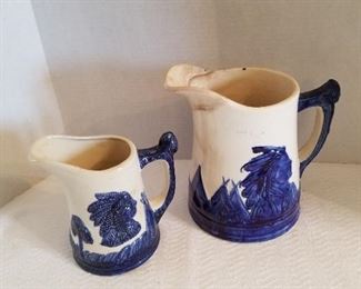 Indian Head pitcher blue white