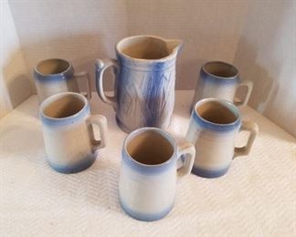 Blue white salt glaze pottery