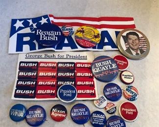 Presidential political buttons pins