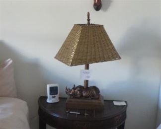 2 African Heads, Hippo Lamp, End Table