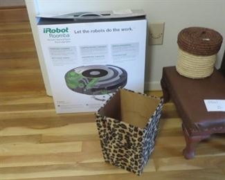 Bench, Waste Basket, Robot Vacuum