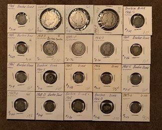 SILVER Barber Half Dollars, Quarters, and Dimes