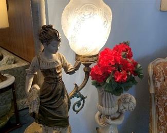 Hollywood Regency Figural Pole Lamp
