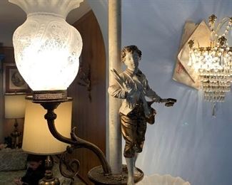 Hollywood Regency Figural Pole Lamp