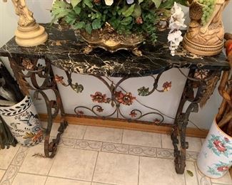 1920s Italian Wrought Iron and Marble Entry table