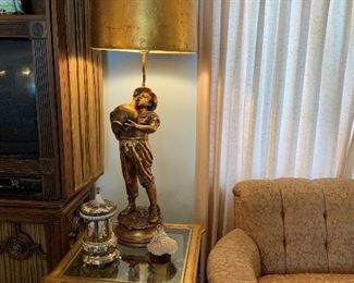 MARBRO Hollywood Regency Monumental Gold Statuary Lamp