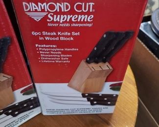 New Diamond Cut Supreme 6pc Knife sets in Wood Block (available individually or case qty of 20 sets