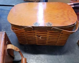 Vintage wooden picnic basket