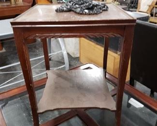 Solid cherry accent table with undershelf