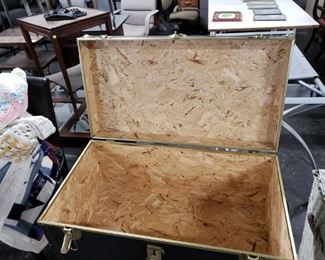 Vintage black cedar lined  trunk chest 