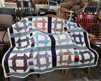 Handmade quilt each squared signed by different maker