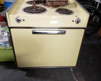 Vintage MCM mid century canary Yellow electric stove with wall mount controls