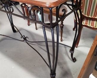 Solid Wood Top Wrought Iron frame sofa table 48.5"W x 19.75"D x 32.5"H