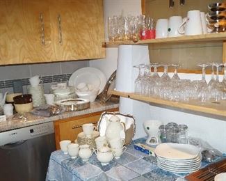 Coffee and dessert set, plates, china, bowls, mugs, flatware