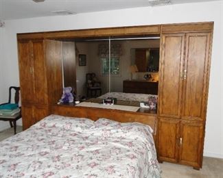 Drexel bed with lighted bridge dressers