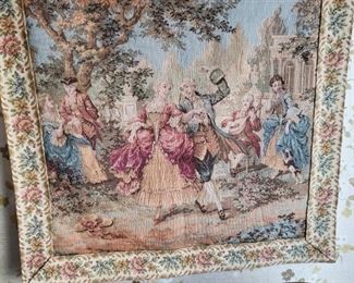 Tapestry & antique chair.