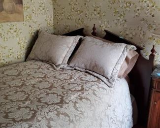 Mattress ( full size), head board, picture, spread & linens.