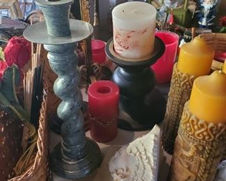 Garage is full of items!  Candles, candle holders, sconces, baskets, Christmas items including 2 Nut Crackers.