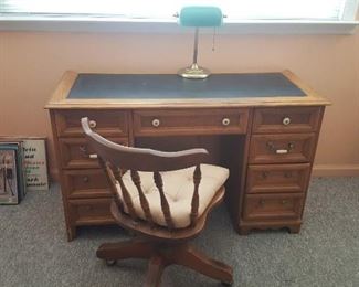 Leather Top Wood desk with chair